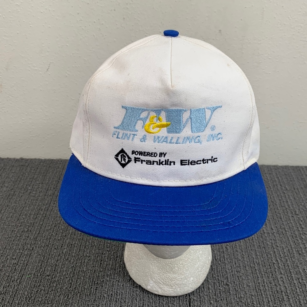 Vintage F&W Flint & Walling Inc Snapback Hat Mens Adjustable White Blue Park Ave